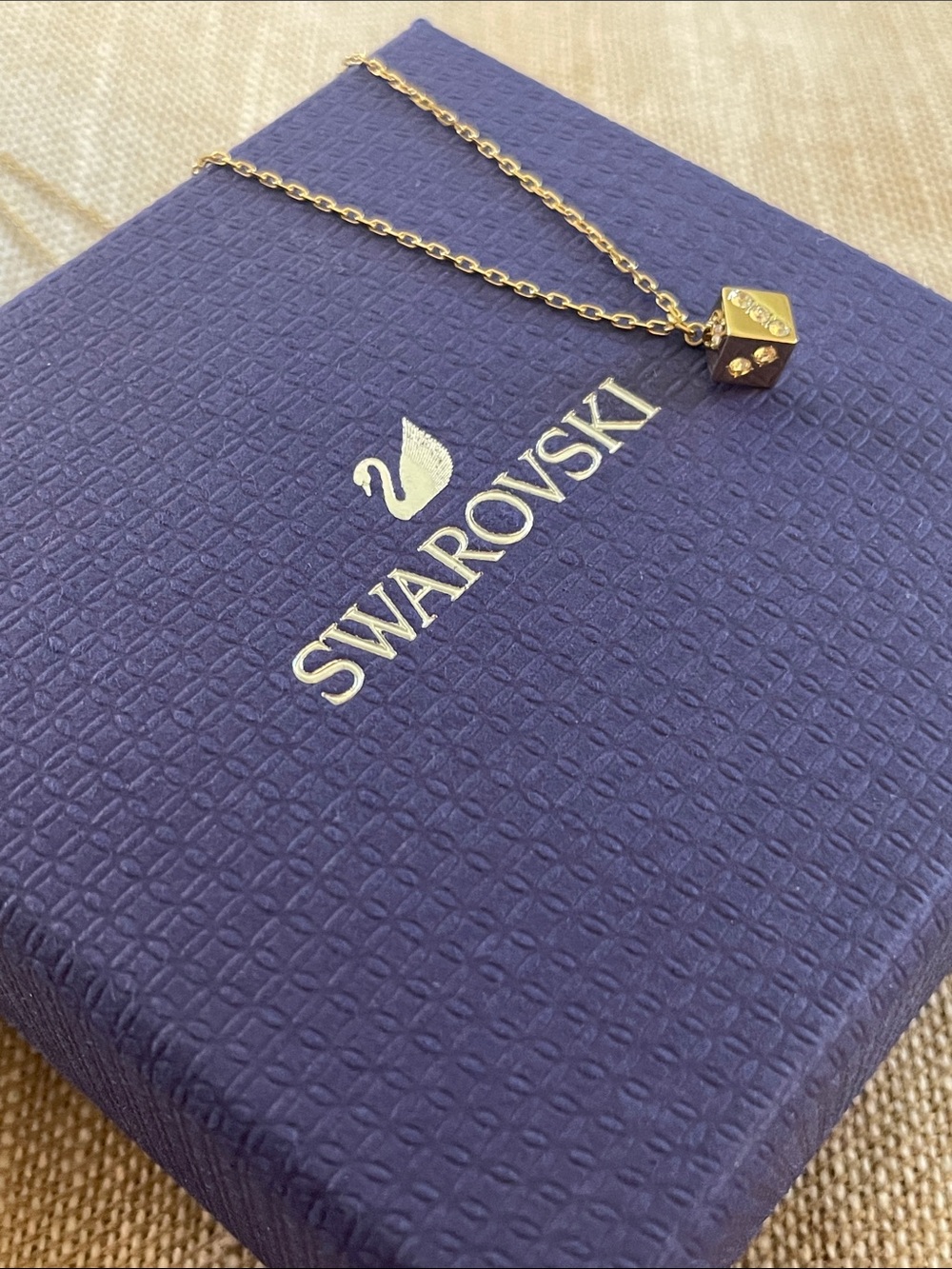 Swarovski Gold-Tone Crystal Dice Necklace